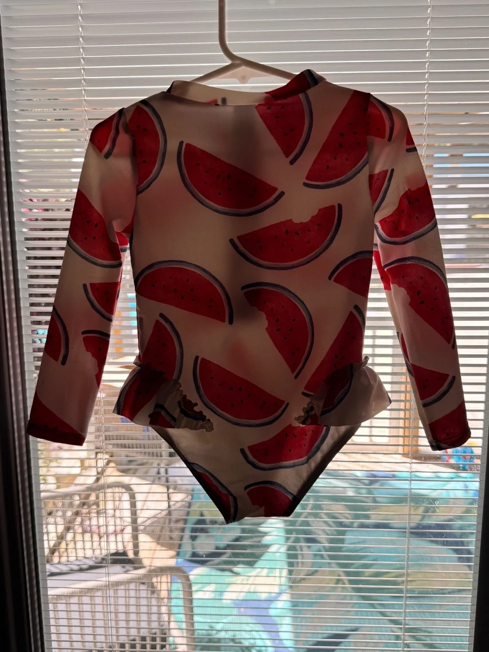 Carter's White and Red Watermelon Long-Sleeve Rashguard Swimsuit